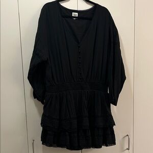 Aerie Ruffled Black Mini Dress